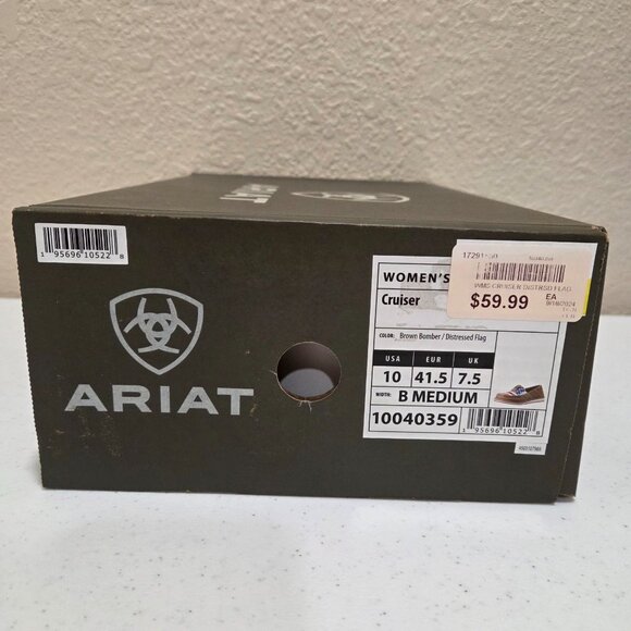 Ariat Shoes Women's Size 10 Leather Loafer Slip On Canvas Cruiser New In Box - Picture 12 of 12